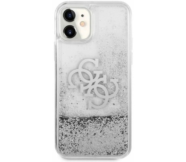 Guess Big 4G Liquid Glitter Case Apple iPhone 11 (6.1") - Zilver Zilver