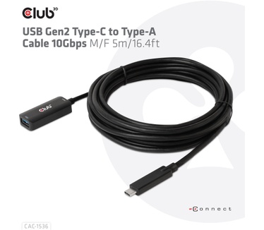 Club 3D USB Gen2 Type-C to Type-A Cable 10Gbps M/V 5m