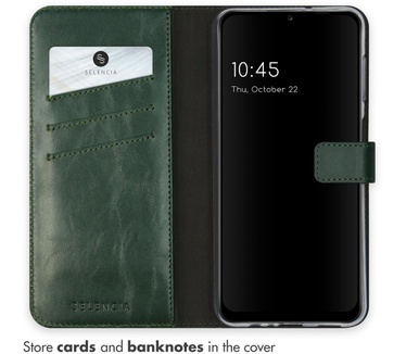 Selencia Echt Lederen Bookcase Samsung Galaxy A13 (5G) / A04s - Groen