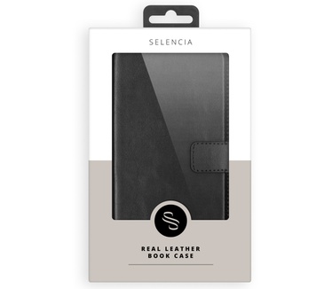 Selencia Echt Lederen Bookcase iPhone 13 Mini - Zwart