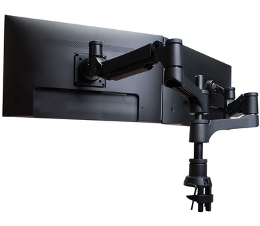 R-Go Tools Dubbele monitorarm (Caparo), Met Gasveer