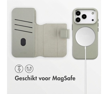 Accezz Leather Bookcase 2-in-1 met MagSafe voor de Apple iPhone 18 Pro Max / 17 Pro Max - Light Grey