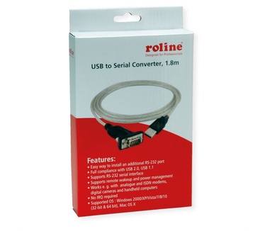Roline Converter kabel USB - serieel, 1,8 m