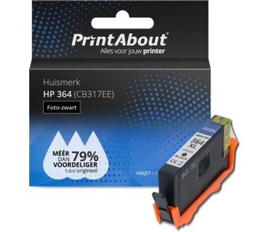 PrintAbout Huismerk HP 364 (CB317EE) Inktcartridge Foto-zwart