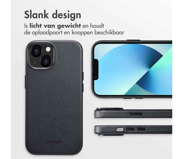 Accezz MagSafe Leather Backcover iPhone 13 - Zwart