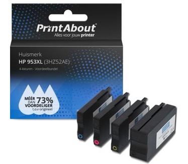 PrintAbout Huismerk HP 953XL (3HZ52AE) Inktcartridge 4-kleuren Voordeelbundel Hoge capaciteit