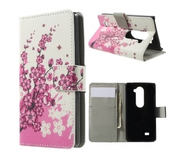 qMust LG Leon (4G) wallet case - hoesje met stand - Pink Blossom
