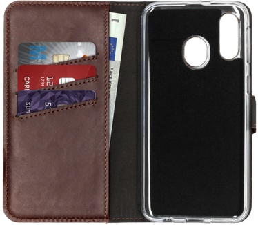 Selencia Echt Lederen Bookcase Samsung Galaxy A40 - Bruin