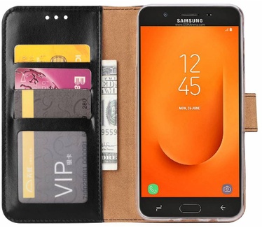 Luxe Lederen Bookcase hoesje voor de Samsung Galaxy J7 Prime 2 - Zwart (Samsung Galaxy J7 Prime 2) Zwart