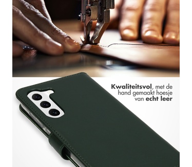 Selencia Echt Lederen Bookcase Samsung Galaxy S23 - Groen