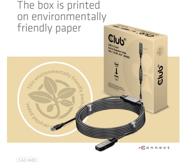 Club 3D USB 3.2 Gen1 Active Repeater Cable 10m / 32.8ft M/F 28AWG