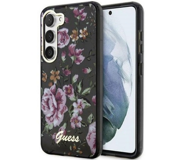 Guess Flower Back Case - Samsung Galaxy S23 (S911) - Zwart Zwart