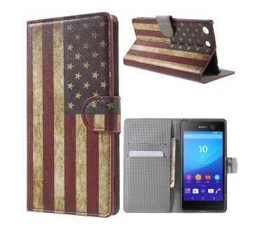 qMust Sony Xperia M5 Wallet Case - hoesje met stand - USA