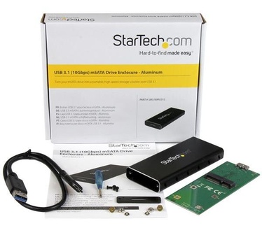 Startech.com USB 3.1 (10Gbps) mSATA Drive Enclosure (SMS1BMU313) Zwart