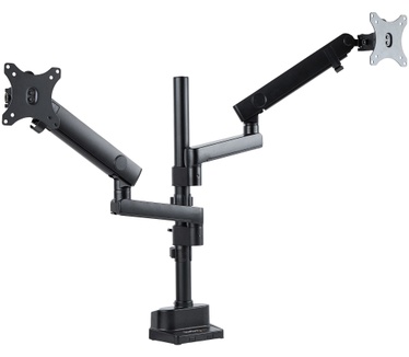 Startech.com Dubbele Monitor Arm voor Bureaumontage, Full Motion Monitorbeugel voor 2x VESA-displays tot 32" (8kg), Verticale Stapelbare Armen, Hoogte verstelbaar/Articulerend - Bureauklem/Doorvoertule