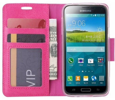 Luxe Lederen Bookcase hoesje voor de Samsung Galaxy S5 Mini - Roze (Samsung Galaxy S5 Mini) Roze