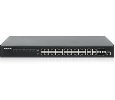 Intellinet 24-Port Gigabit Ethernet PoE+ Web-Managed Switch with 4 Gigabit Combo Base-T/SFP Ports