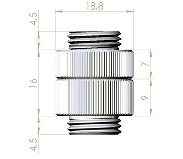 EKWB EK-AF Extender Rotary M-M G1/4 - Nickel