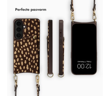 Selencia Nova Real Leather Backcover met Koord en Pashouder Samsung Galaxy S25 - Fawn Chic