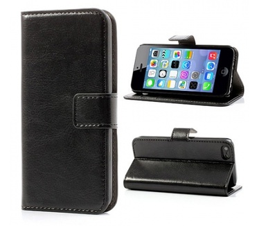 KEES Lederlook Portemonnee Hoesje Apple iPhone 5C - Zwart
