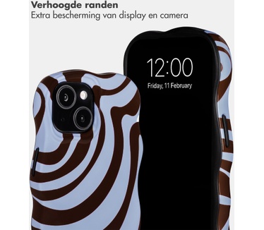 Selencia Vivid Wavy Backcover met MagSafe voor de Apple iPhone 15 - Dream Swirl Chocolate