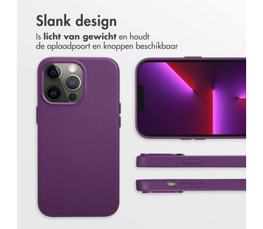Accezz MagSafe Leather Backcover iPhone 13 Pro - Paars