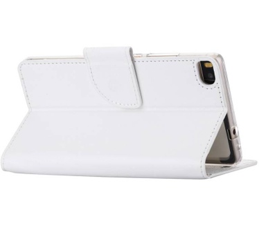 Luxe Lederen Bookcase hoesje voor de Huawei P8 - Wit (Huawei P8) Wit