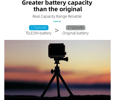 Telesin Batterij (Double Arc) voor GoPro 9 / 10 / 11 / 12 - 1720 mAh