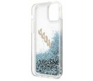 Guess Vintage Liquid Glitter Case - iPhone 12 Mini (5.4") - Blauw Blauw