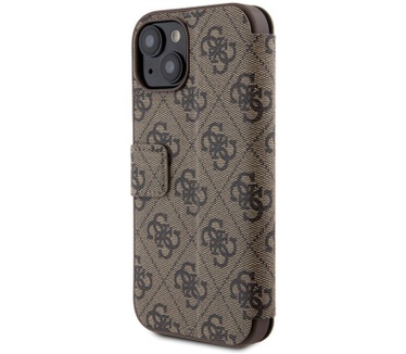 Guess 4G Metal Logo Book Case - Apple iPhone 15 (6.1") - Bruin Bruin
