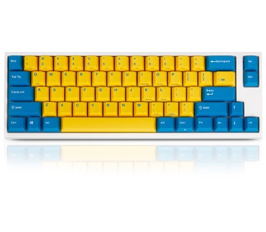 Leopold FC660MR bl/wh PBT MX Red US Yellow/blue keycap/ White case