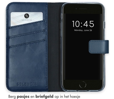 Selencia Echt Lederen Bookcase iPhone SE (2022 / 2020) / 8 / 7 / 6(s)
