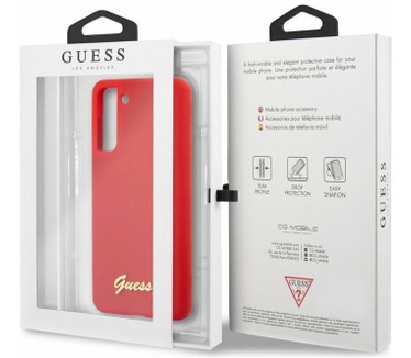 Guess Silicone Retro Back Cover - Samsung Galaxy S21 Plus - Rood Rood