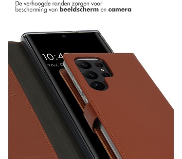 Selencia Echt Lederen Bookcase Samsung Galaxy S23 Ultra - Lichtbruin