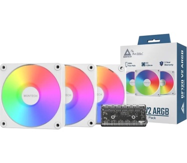 Montech GF120 V2 PWM ARGB 120mm Wit 3-Pack, 120mm