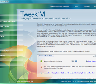 TweakVI 1.0 screenshot