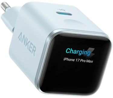 Anker Nano USB-C Snellader 45W met Display Lichtblauw