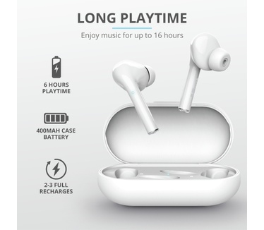 Trust Nika Touch Bluetooth Wireless Earphones (Wit)