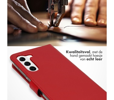 Selencia Echt Lederen Bookcase Samsung Galaxy S23 - Rood