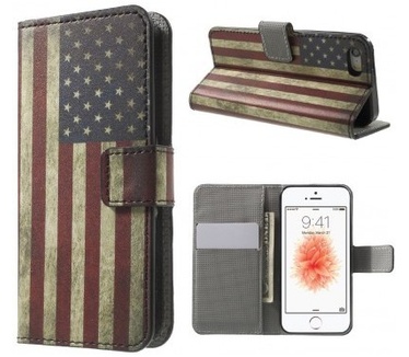 qMust Apple iPhone SE Wallet Case - TPU binnenwerk - USA