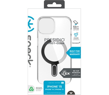 Speck Presidio Clear + ClickLock Apple iPhone 15 Clear - with Microban