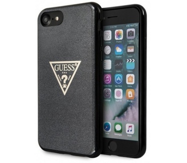 Guess Triangle Glitter Back Case Apple iPhone 7/8/SE (4.7") Zwart Zwart