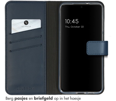 Selencia Echt Lederen Bookcase Samsung Galaxy S23 Plus - Blauw