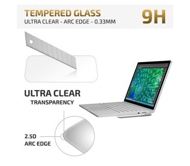 qMust Microsoft Surface Book Tempered Glass protector - Ultra Clear - Arc Edge