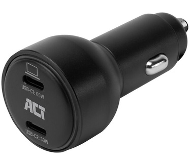 ACT 2-poorts USB-C fast charge autolader 95W met Power Delivery PPS, Quick Charge en GaNFast