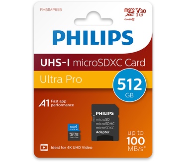 Philips MicroSDXC Card 512GB Class 10 UHS-I U3 incl. Adapter