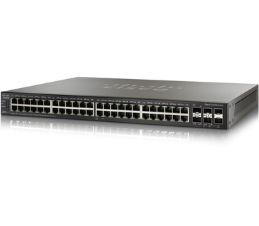 Cisco 500X Series Switch - 48-poorts + 4 SFP+ uplink poorten - Gigabit - Power over Ethernet - Layer 3 - Managed - stapelbaar