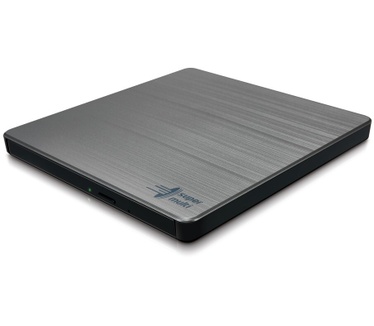 Hitachi-LG Data Storage Hitachi-LG GP60 externe dvd-drive, slanke draagbare dvd-brander/schrijver/speler voor laptop, met tv-connectiviteit, Windows en Mac OS Compatible, USB 2.0, 8x lezen/schrijfsnelheid - zilver Aluminium