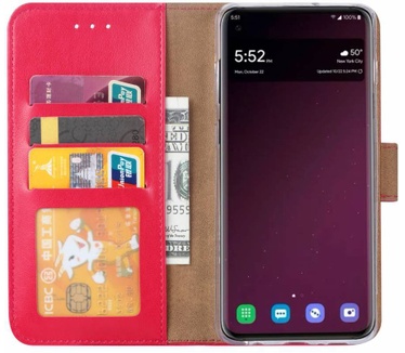 Luxe Lederen Bookcase hoesje voor de Samsung Galaxy S10 Plus - Roze (Galaxy S10 Plus) Roze