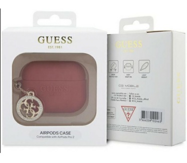 Guess Diamond Charm Silicone Apple Airpods Pro 2 (2e gen) - Rood